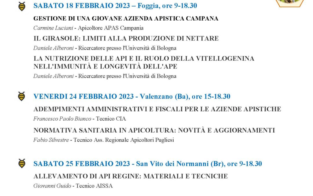 Corso di aggiornamento tecnico per gli apicoltori 2023